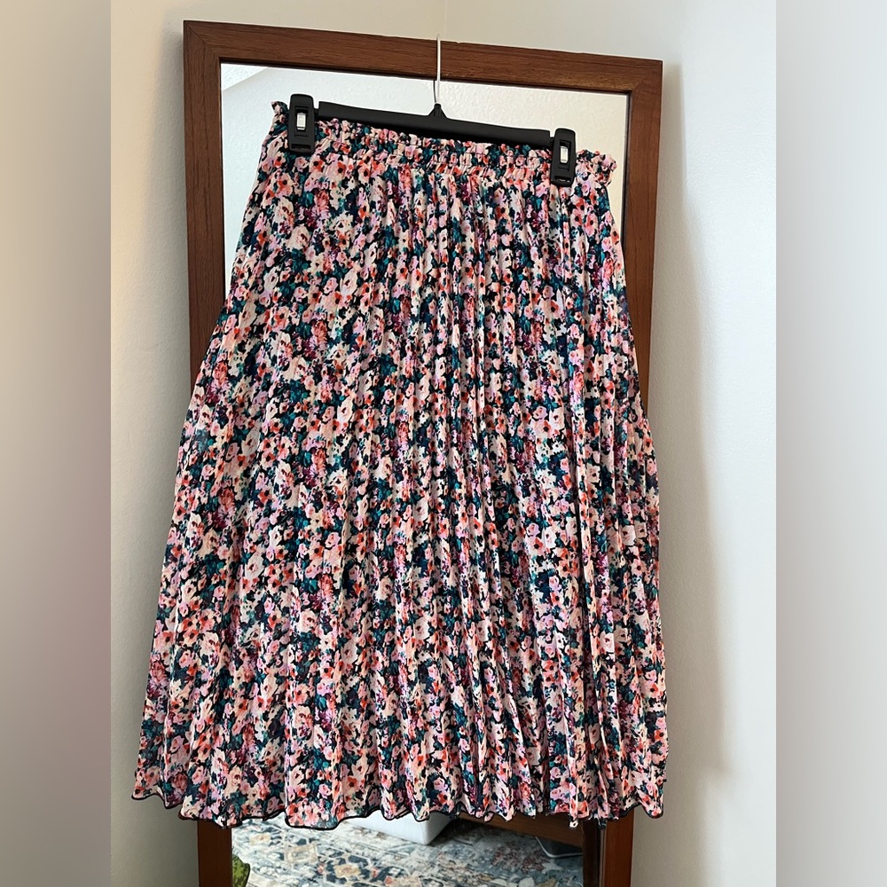 Disney Cinderella Floral  Multicolor Pleated Midi Womens Skirt Medium